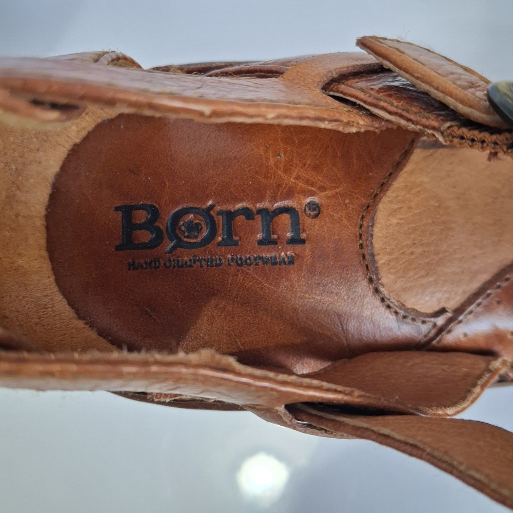 Born Womens Shoes Charisma T Strap Mary Jane Leather Round Toe Tan Heels Sz 9 - Picture 10 of 13